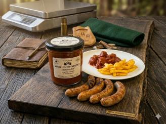 Wild-Currywurst im Glas 280g | Handarbeit Bayern | 90 Min. Gourmet-Sauce 
