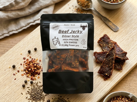 Beef Jerky Döner Style – Hunter Steak | 52% Protein | 44g im praktischen Doypack 